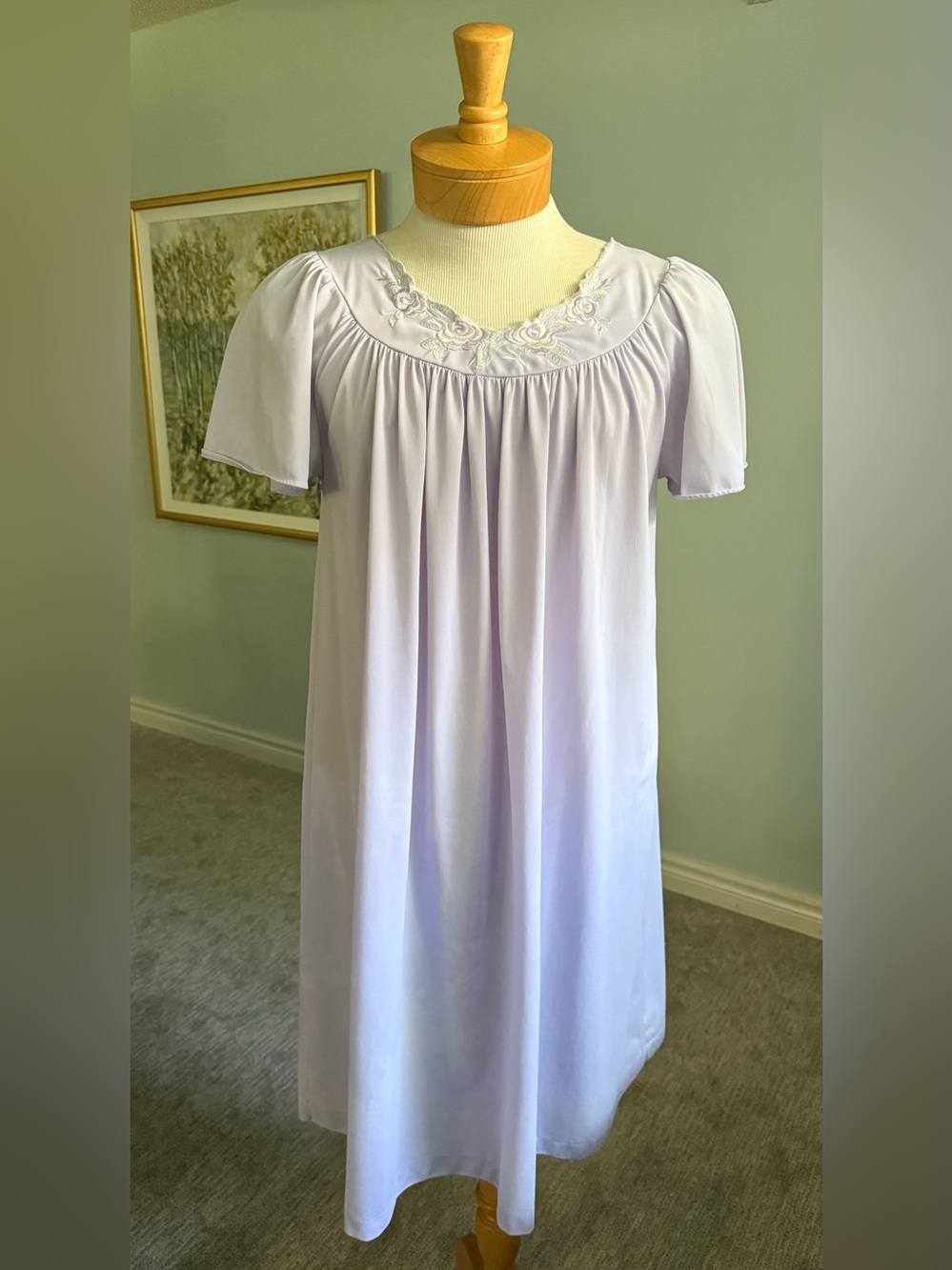 Y2K Shadowline Lavender Floral Embroidered Nightgown